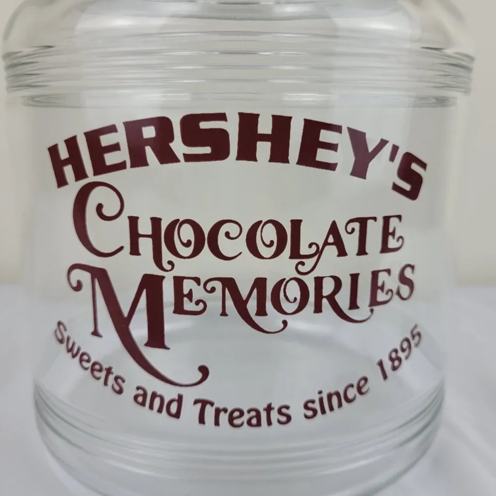 Vintage Hershey’s Chocolate Memories Sweets Treats 1895 Glass cookie jar Lid 90s - Picture 9 of 16